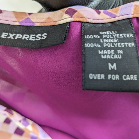 Express Purple Geometric Print Midi Slip Skirt - Size M - Picture 6 of 6